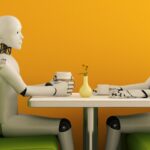KI generiertes Bild von zwei Robotern am Tisch